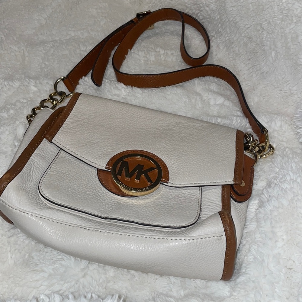 Michael Kors white and brown crossbody